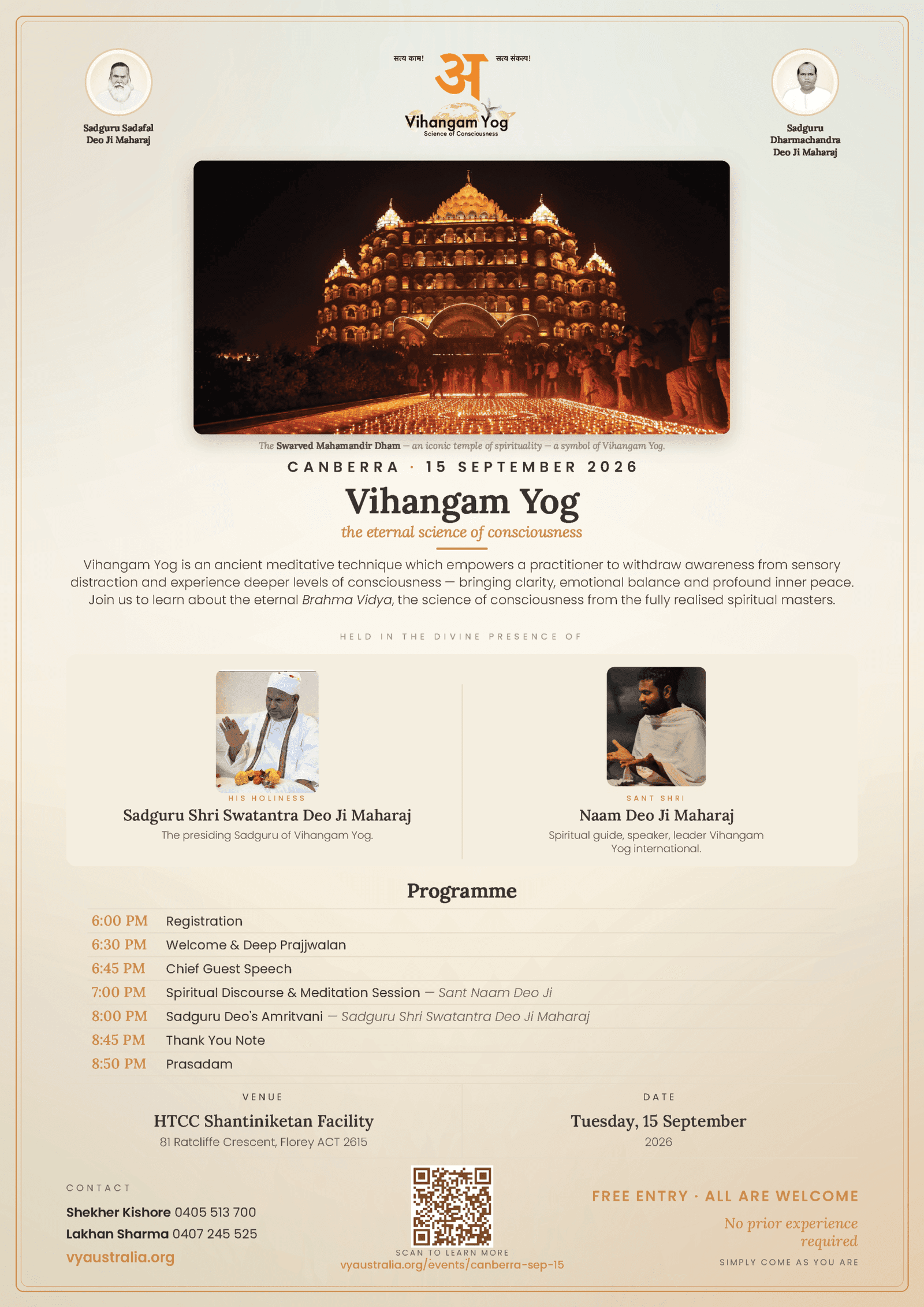 Vihangam Yog Canberra 2026 — An Evening of Brahma Vidya